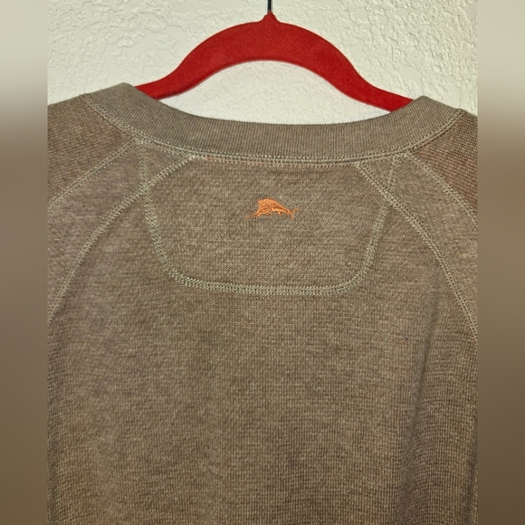 Tommy Bahama Men's Xl Orange and Beige Reversable Long Sleeve Pullover Sweater - Picture 6 of 10